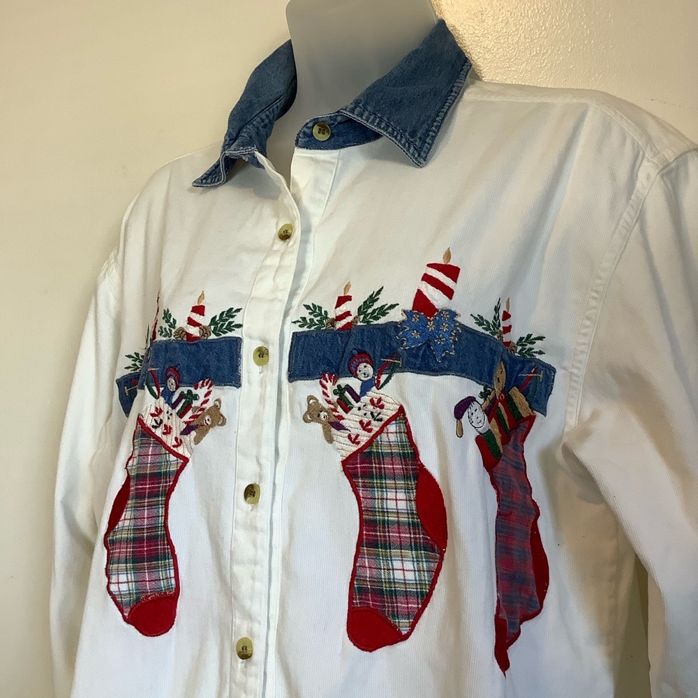 Vintage Tantrums Denim Button Up Western Shirt Christmas Stocking Stuffer Medium
